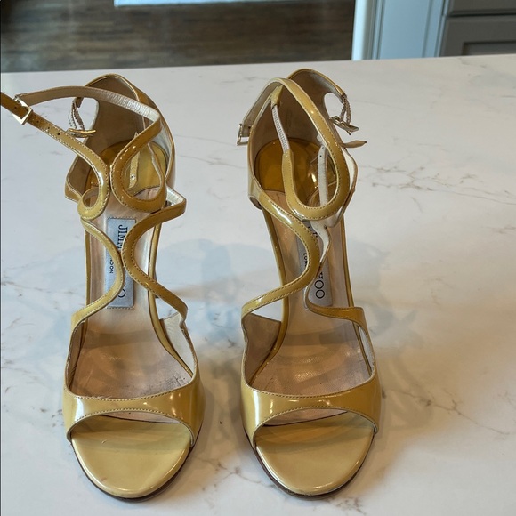 Jimmy Choo Mustard Strappy Heels - Picture 1 of 9